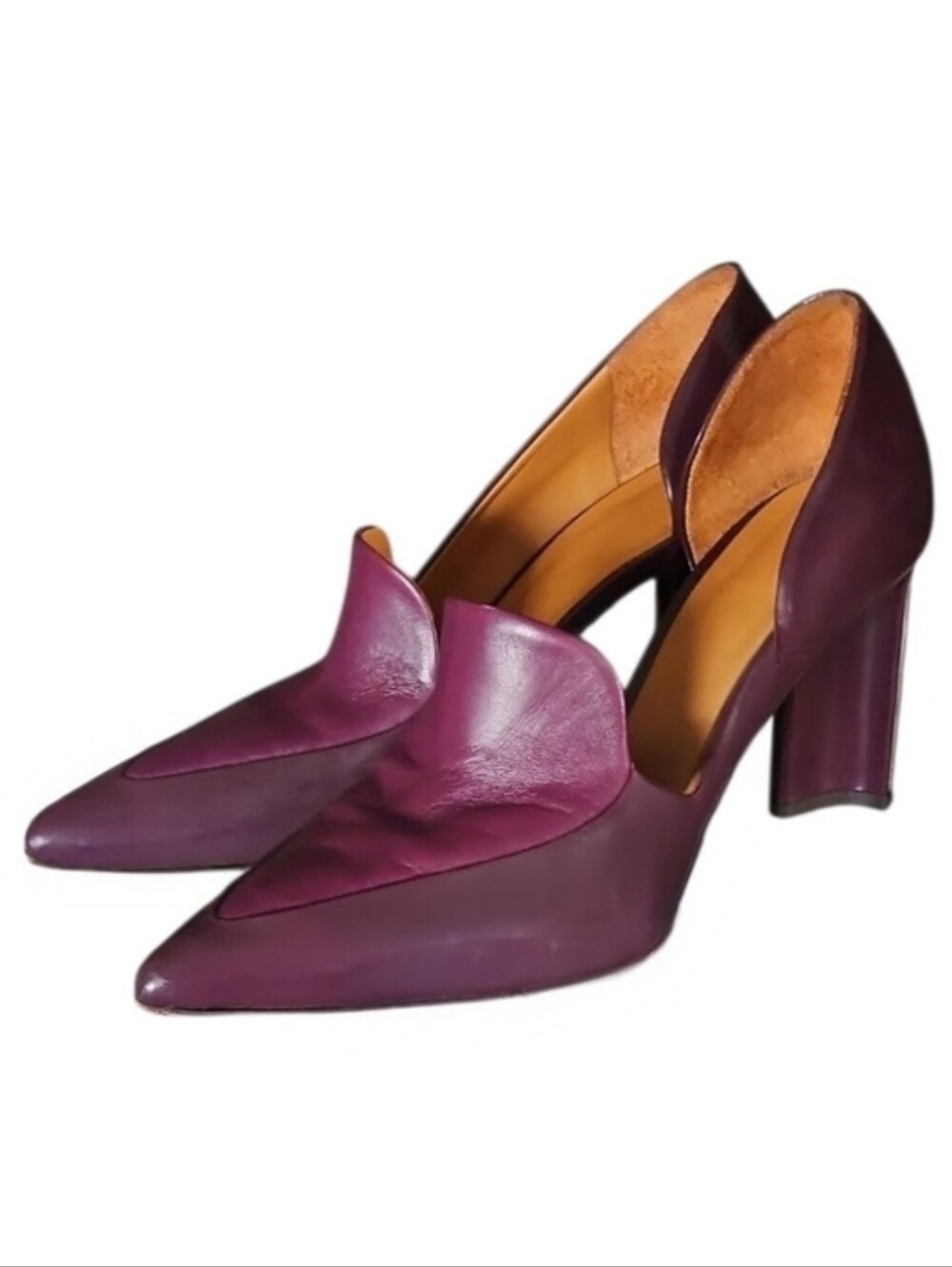 CLERGERIE | Kalliste Leather Pointed Toe Pumps in Plum ~ Size EU 40 / US 10